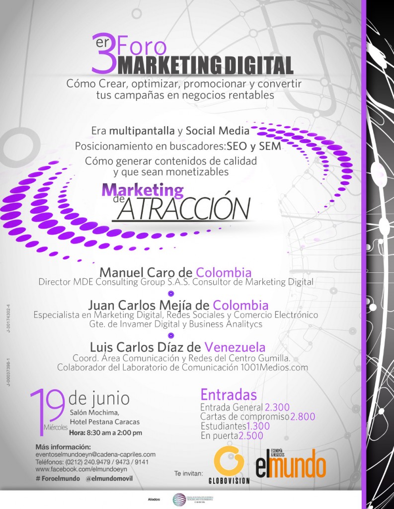 Promoción del evento tercer foro de Marketing Digital en Caracas
